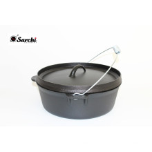 Deep camping utensilios de cocina de hierro fundido horno holandés con tapa